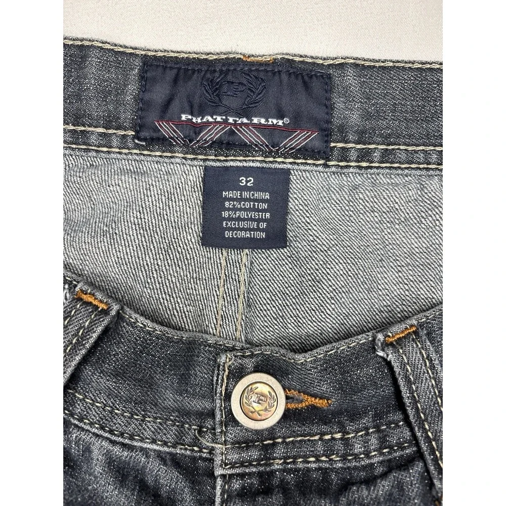 Vintage 90s Y2K Phat Farm Baggy Shorts Men's Size 32 Blue Denim Embroidered